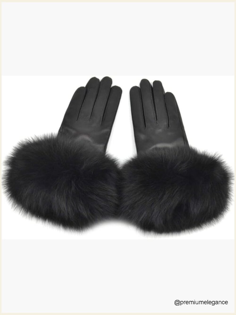 Genuine Lambskin Leather Winter Gloves with Fox Fur Trim